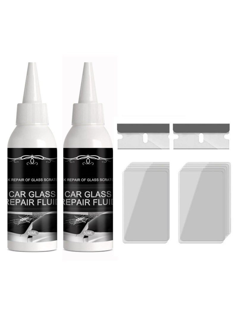 2x50ml Car Windshield Crack Scratch Resin Repair Tool For Glass Chips And Cracks, DIY Car Windshield Repair Kit, Car Windscreen Glass Repairing Glue For Bulls Eyes, Star Half Moon, Start-Shaped Crack - Image 1